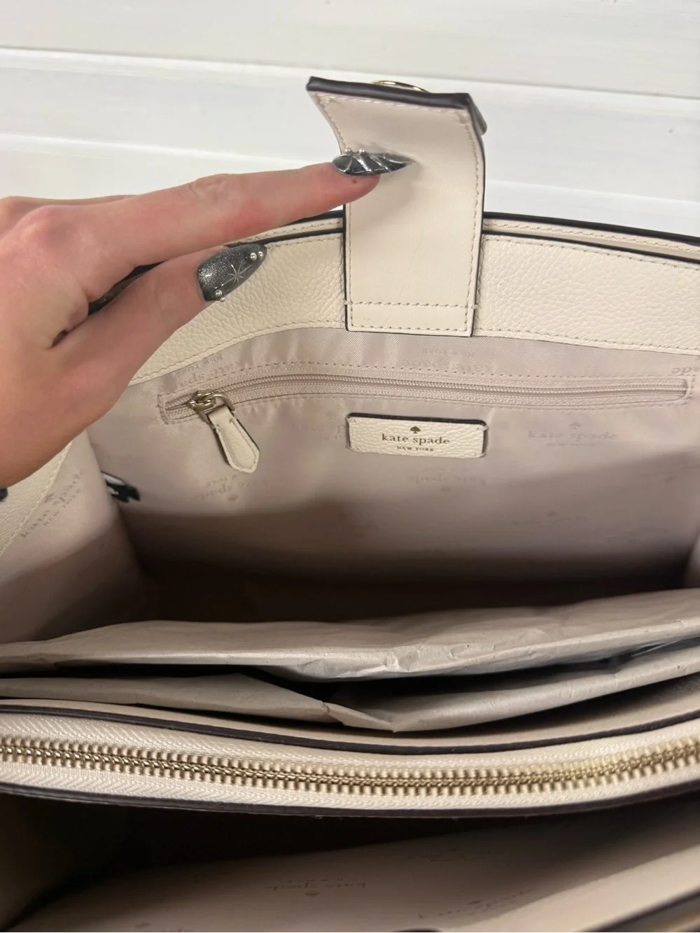 kate spade | Cream Brim Laptop Tote K9441